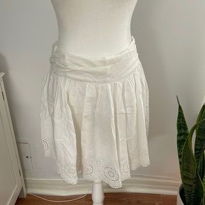 Ruched A-line Eyelet Mini Skirt